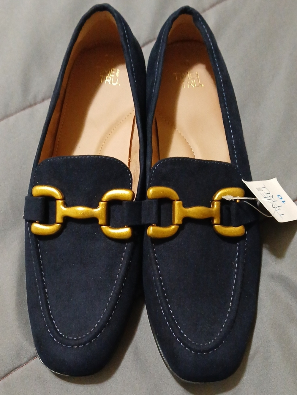 Time and Tru Women's 10 Faux Leather Buckle Loafers